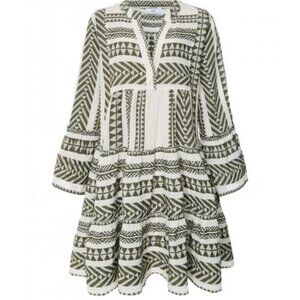 Devotion TWINS White and Olive Tribal Mini Dress